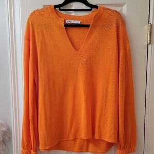 Zara Vibrant Orange Knit Top